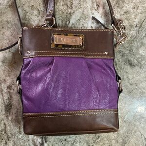 Chaps Purple and Brown Crossbody Bag